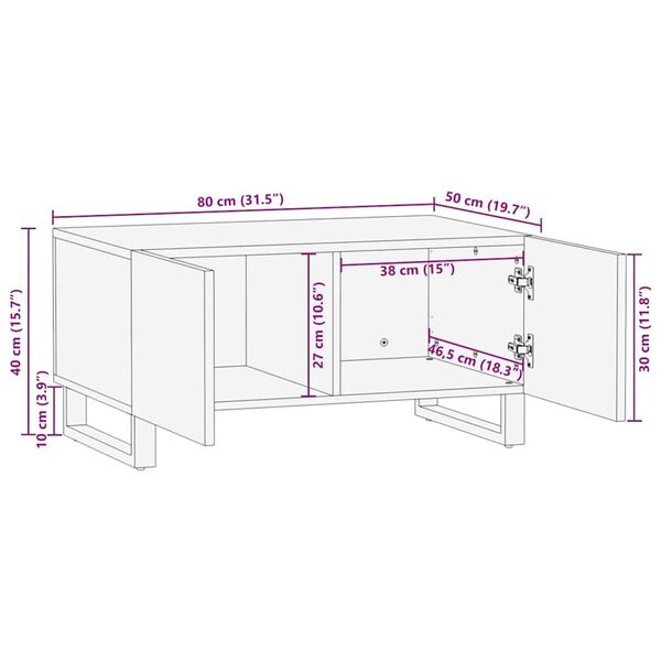 vidaXL Τραπεζάκι σαλονιού Άσπρο, Μαύρο 80 x 50 x 40 cm