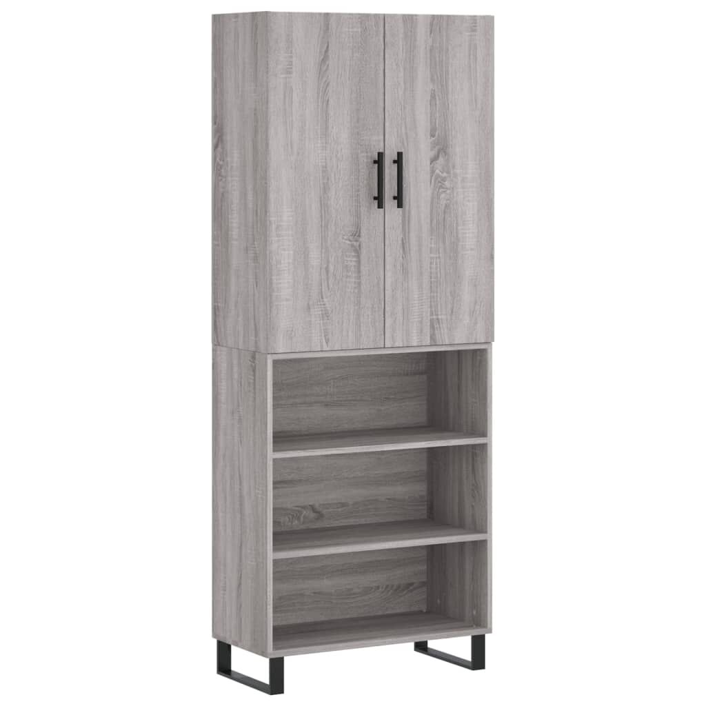 vidaXL Ντουλάπι Γκρι Sonoma 69,5 x 34 x 180 εκ. Επεξεργασμένο Ξύλο