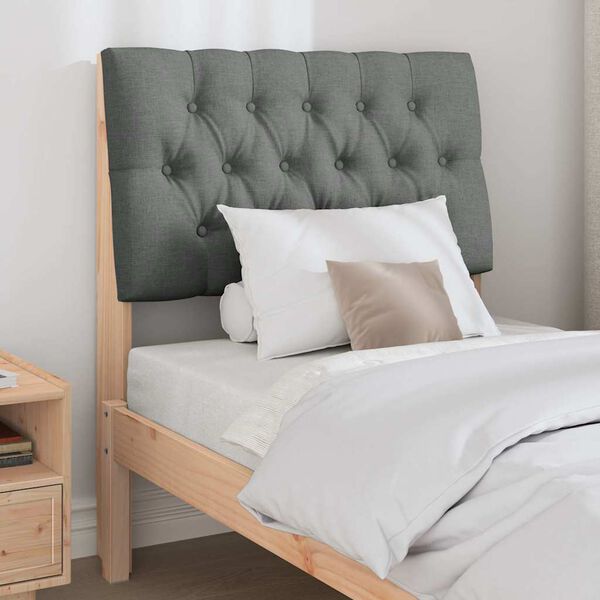 vidaXL Ταπετσαρισμένο κεφαλάρι Σκούρο Γκρι 75 cm Στερεά ξυλεία πεύκου