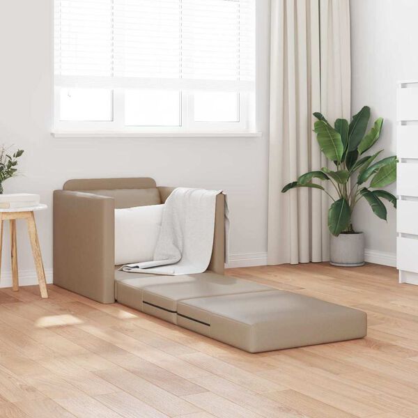 vidaXL Καναπές-Κρεβάτι Δαπέδου 2σε1 Καπουτσ. 112x174x55 εκ. Συνθ.Δέρμα