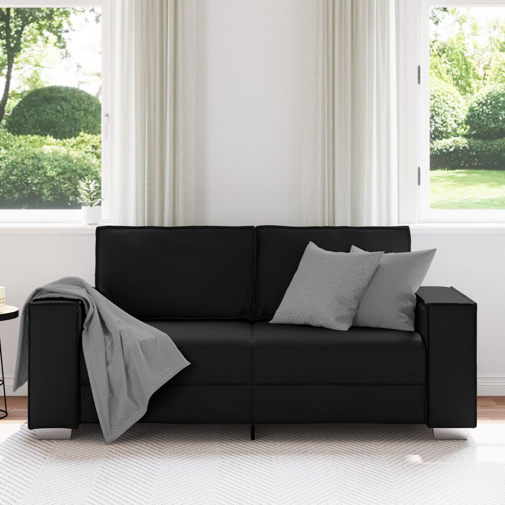 vidaXL Καναπές Loveseat Μαύρος 140 εκ Ψεύτικο Δέρμα