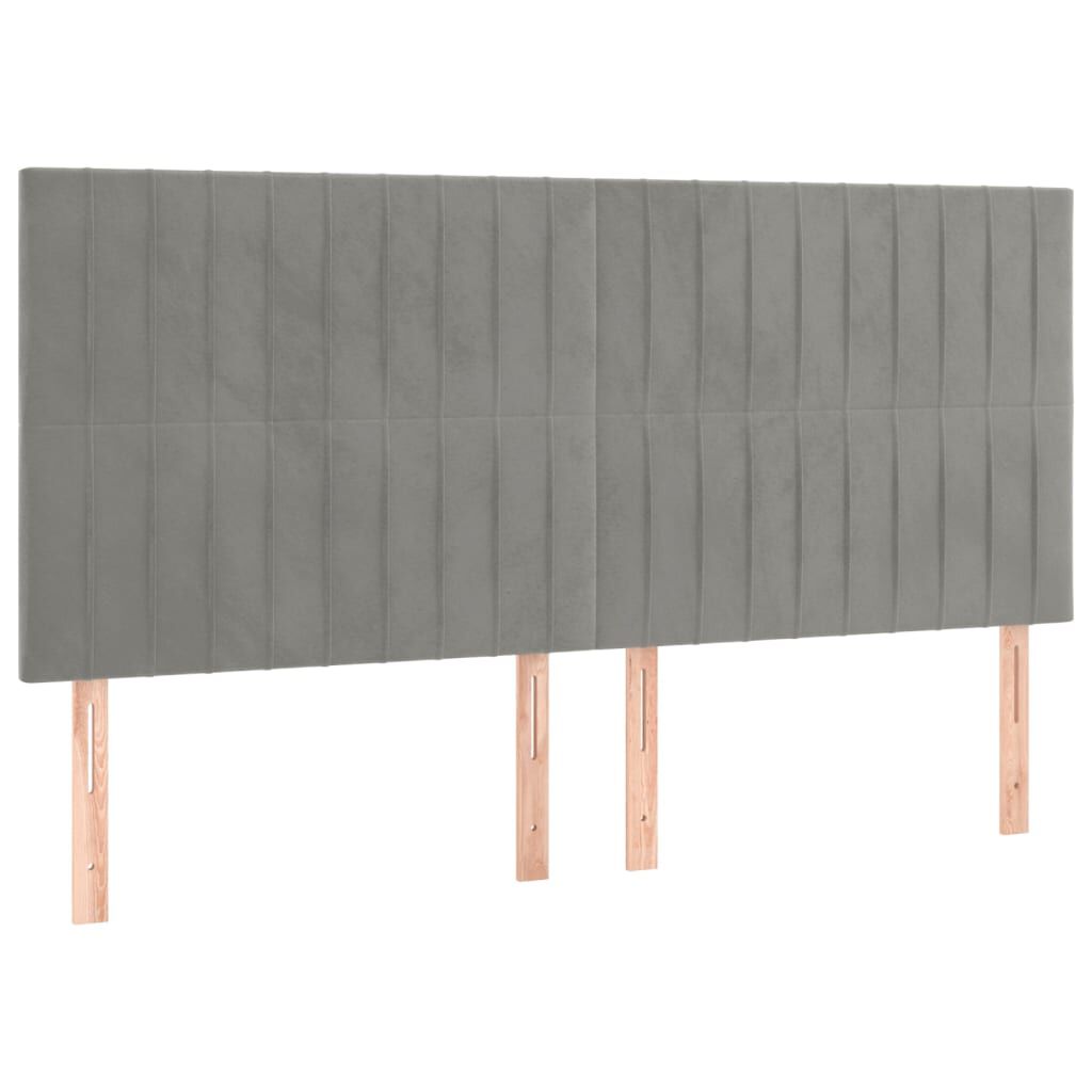 vidaXL Κρεβάτι Boxspring με Στρώμα Ανοιχτό Γκρι 160x200 εκ. Βελούδινο
