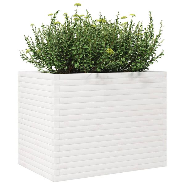 vidaXL Ζαρντινιέρα Κήπου Λευκή 60 x 60 x 60 εκ. από Μασίφ Ξύλο Πεύκου