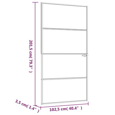 vidaXL Εσωτερική Πόρτα 102x201,5 εκ. Ψημένο Γυαλί και Λεπτό Αλουμίνιο