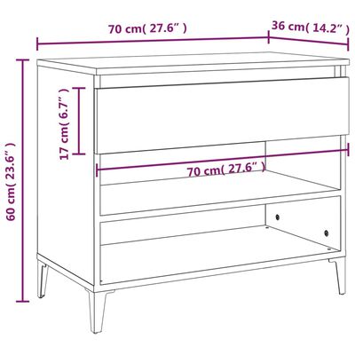 vidaXL Παπουτσοθήκη Γυαλιστερή Λευκή 70x36x60 εκ. Επεξεργασμένο Ξύλο
