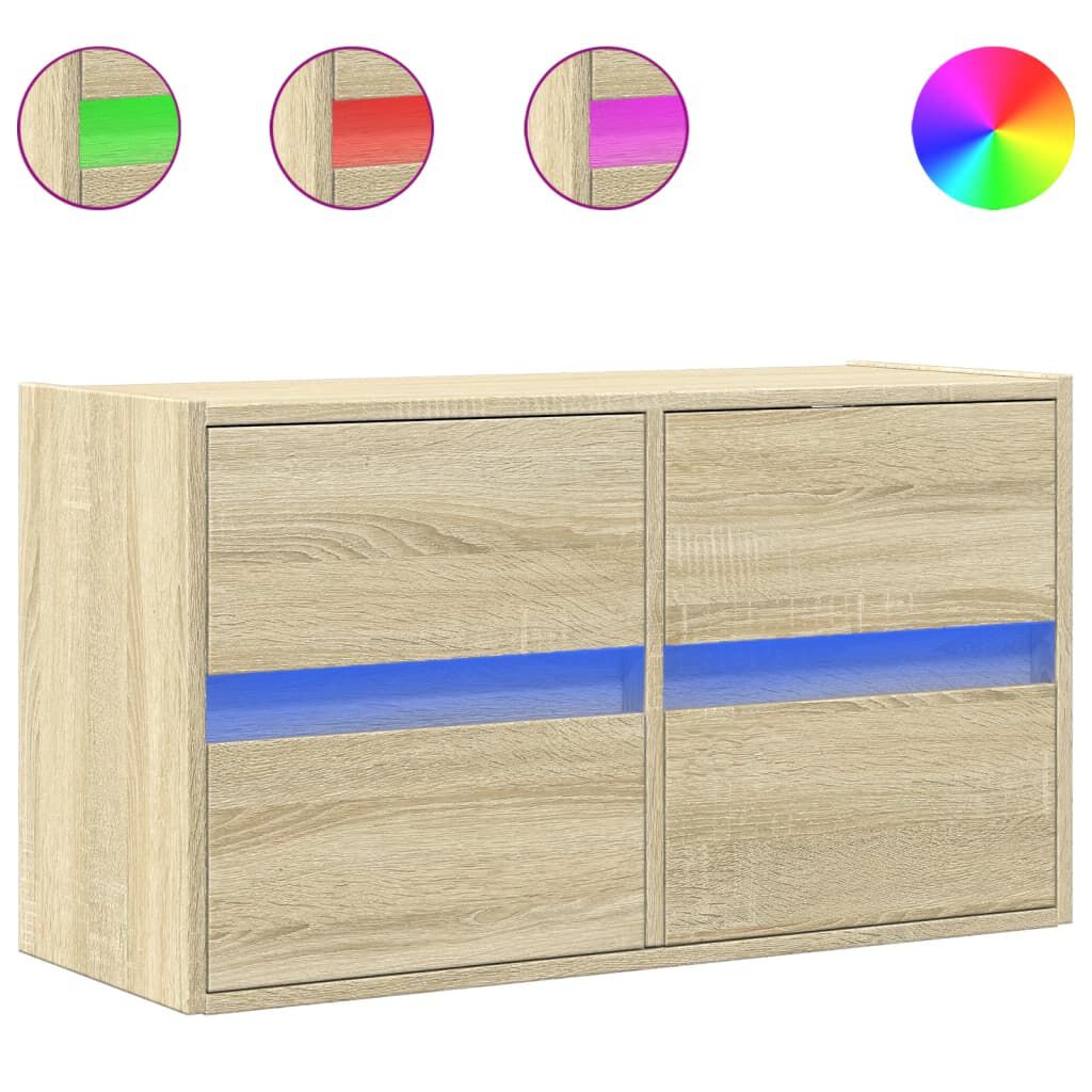 vidaXL Έπιπλο Τοίχου Τηλεόρασης με LED Sonoma Δρυς 80x31x45 εκ.