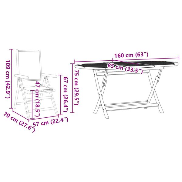 vidaXL Σερβίτσιο Κήπου 7 pcs Ανθρακί 6-Ατόμων Ξύλο, Ύφασμα