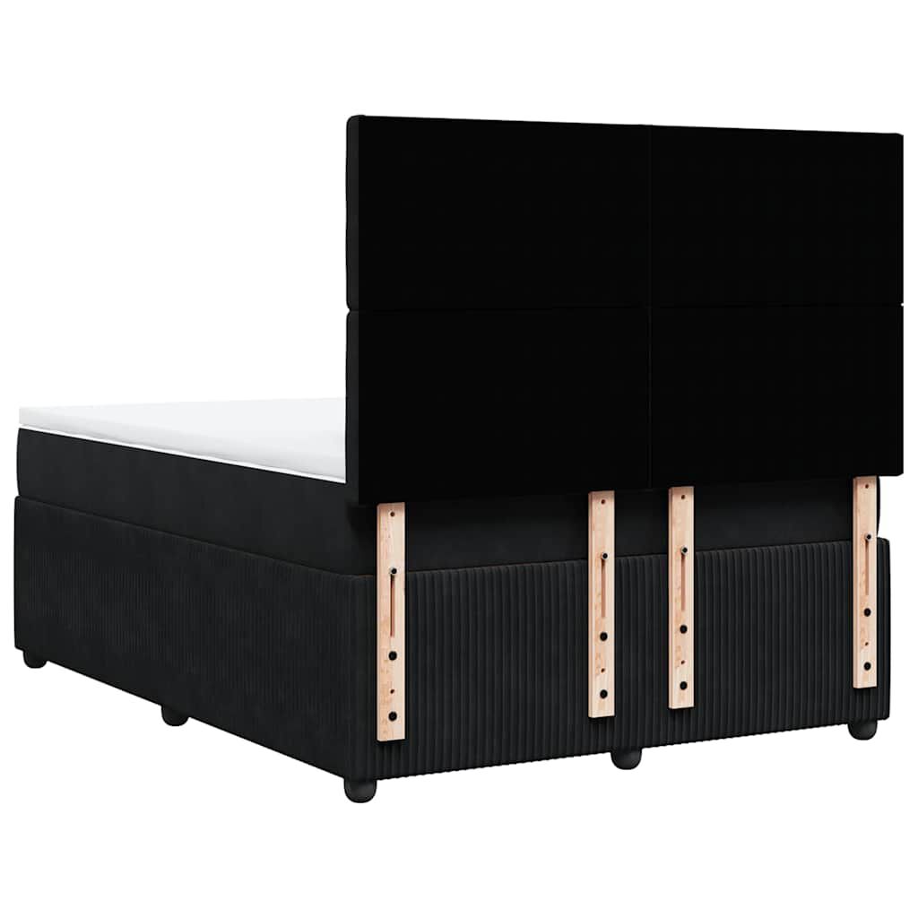 vidaXL Κρεβάτι Boxspring με Στρώμα Μαύρο 140x200 εκ. Βελούδινο