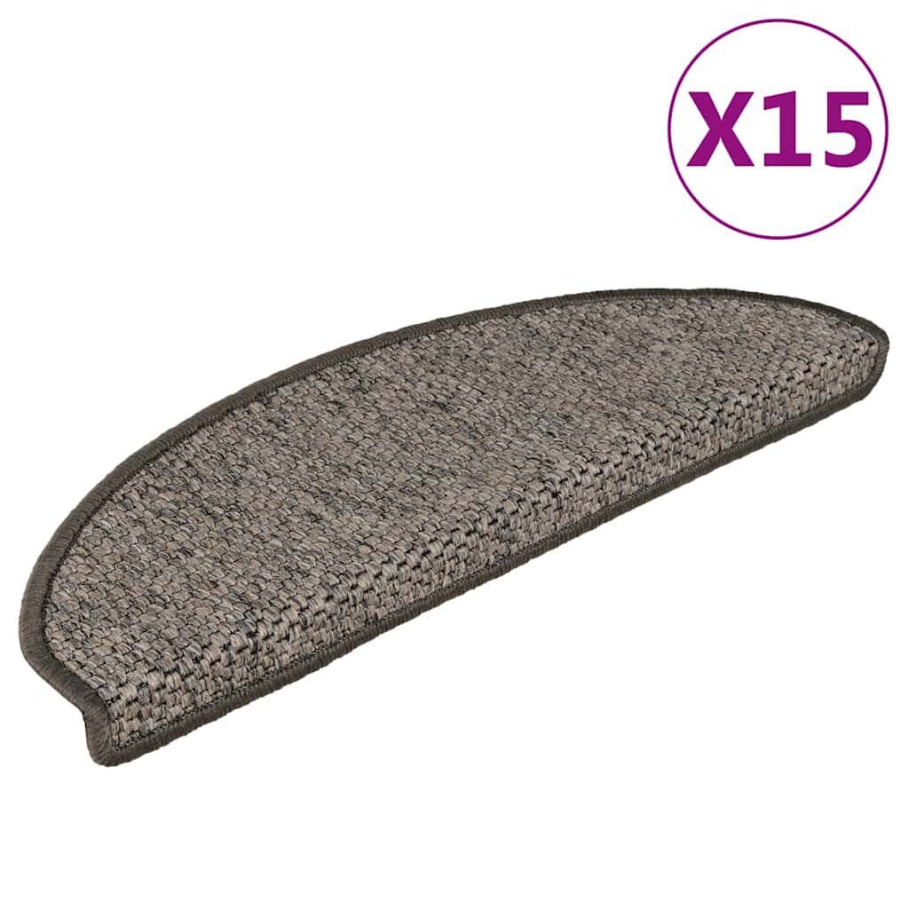 vidaXL Πατάκια Σκάλας Αυτοκόλλητα 15τεμ. Όψη Σιζάλ Καφέ/Μπεζ 65x21x4εκ