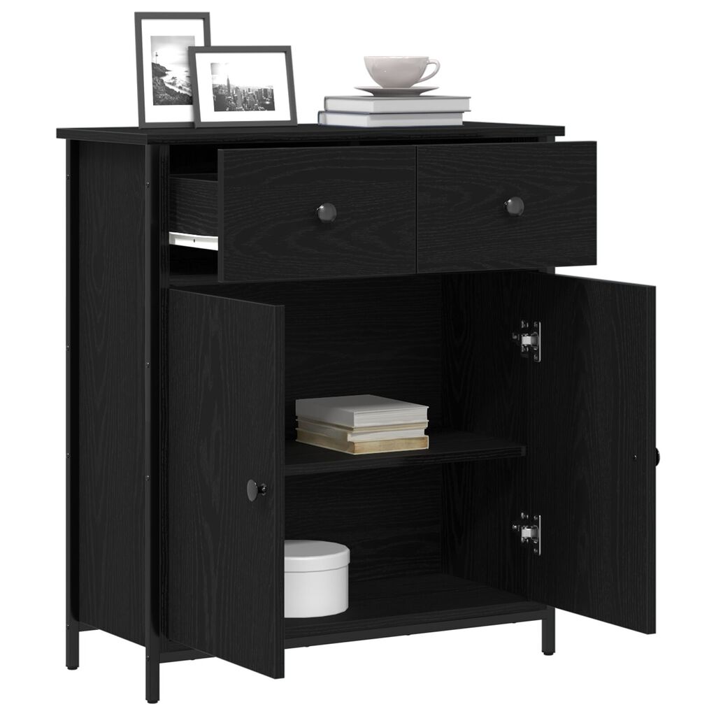 vidaXL Μπουφές Μαύρο Δρυς 70x30x80 εκ. Κατασκευασμένο από Τεχνητό Ξύλο και Ατσάλι