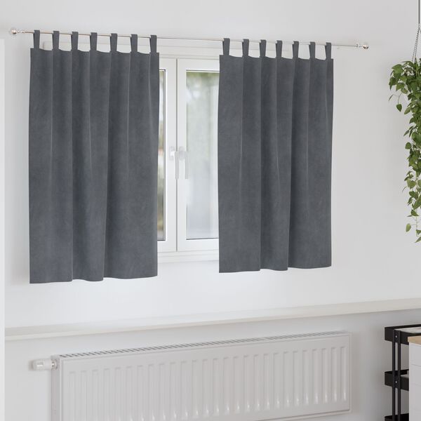 vidaXL Κουρτίνες με κουρτίνες 2 pcs Ανοιχτό γκρι 140 x 140 cm Βελούδο