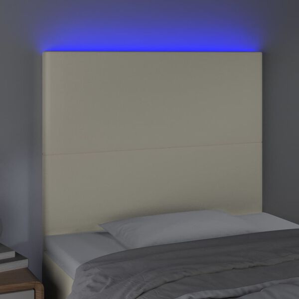 vidaXL Κεφαλάρι Κρεβατιού LED Κρεμ 80x5x118/128 εκ