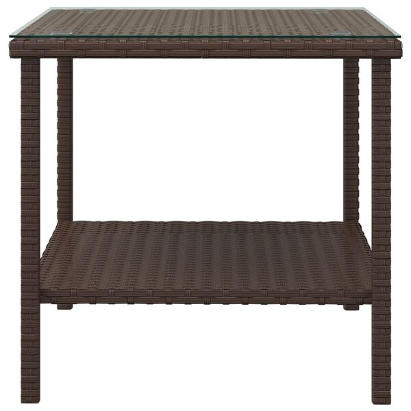 vidaXL Βοηθητικό Τραπεζάκι Καφέ 45x45x45 εκ. Συνθ. Ρατάν/ Ψημένο Γυαλί