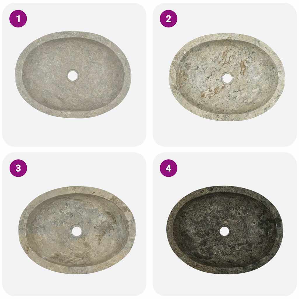 vidaXL Νιπτήρας Γκρι 53 x 40 x 15 εκ. Μαρμάρινος