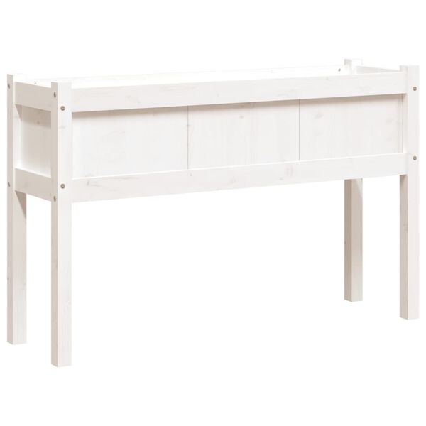 vidaXL Ζαρντινιέρα με Πόδια Λευκή 110x31x70 εκ. από Μασίφ Ξύλο Πεύκου