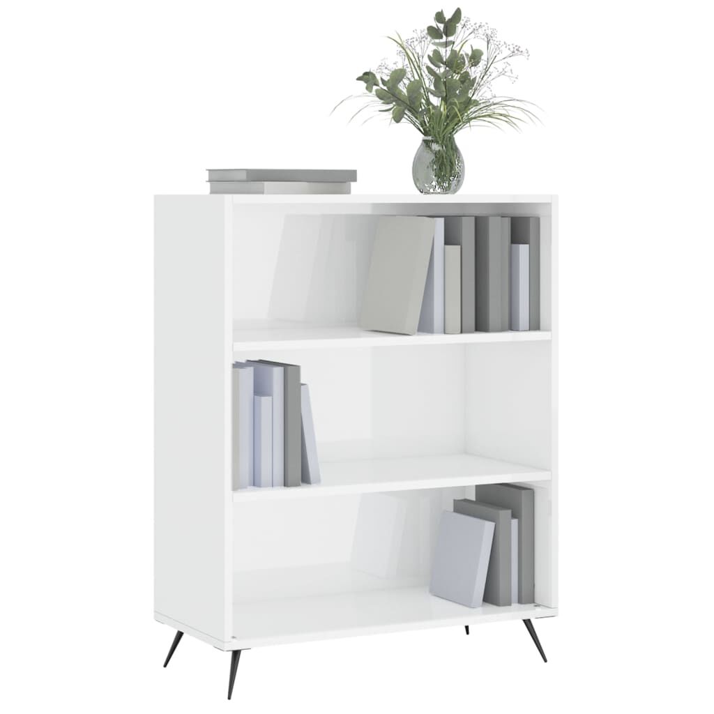 vidaXL Βιβλιοθήκη Γυαλιστερό Λευκό 69,5x32,5x90 εκ. Επεξεργασμένο Ξύλο