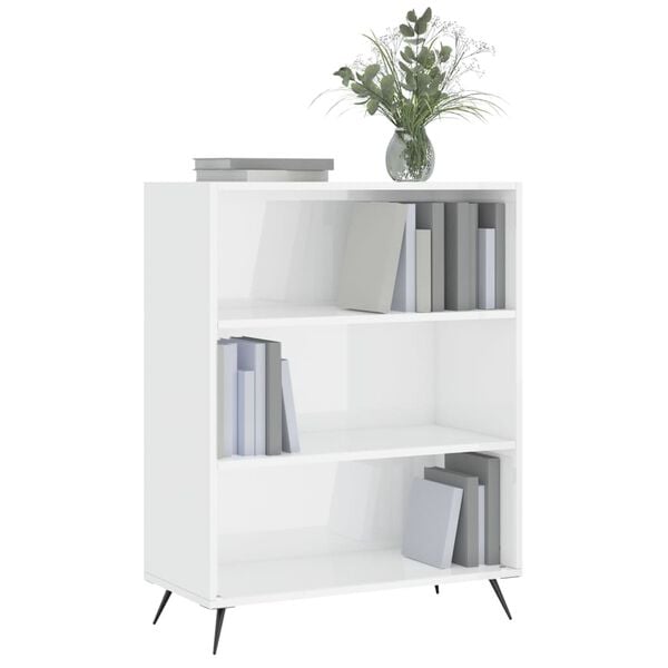 vidaXL Βιβλιοθήκη Γυαλιστερό Λευκό 69,5x32,5x90 εκ. Επεξεργασμένο Ξύλο