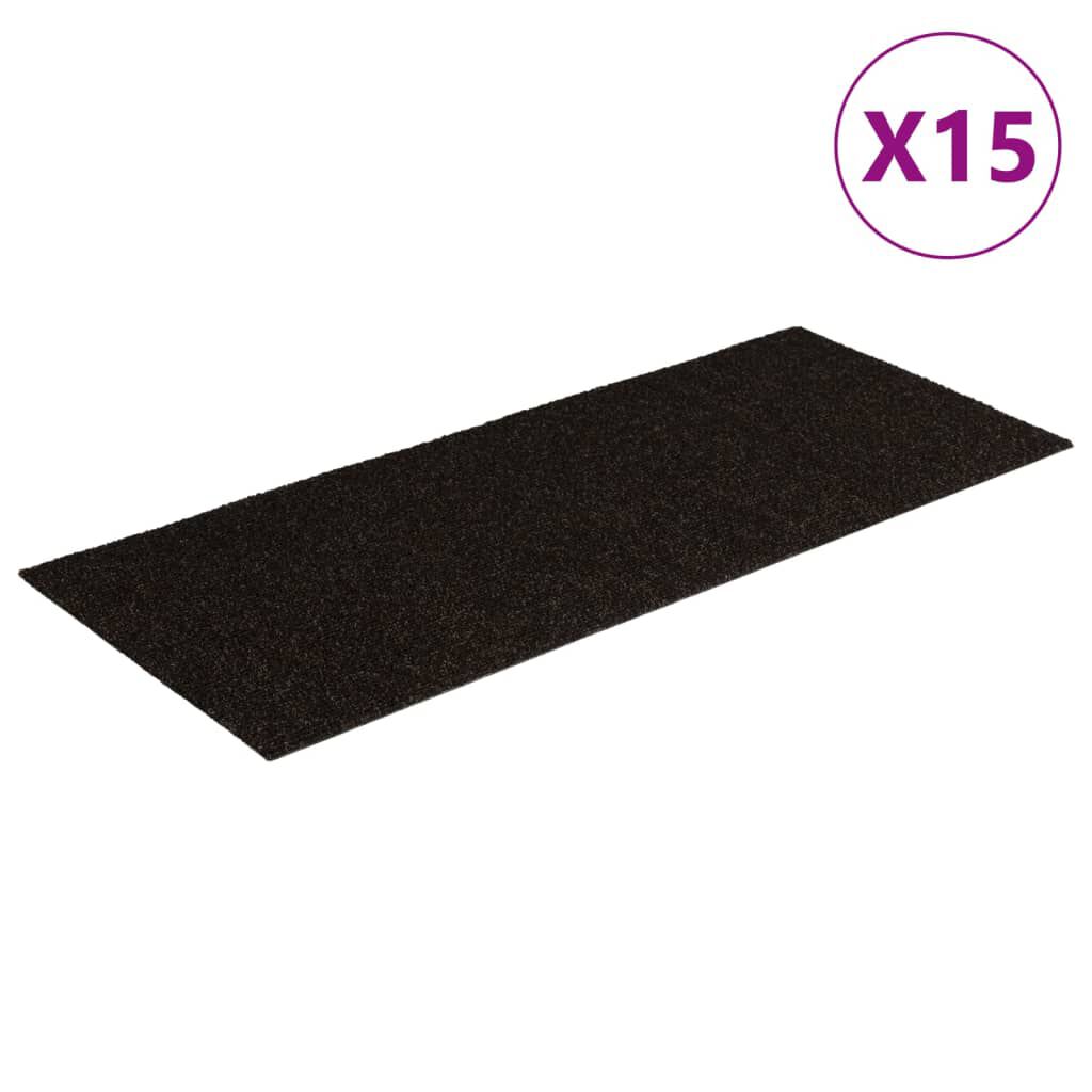 vidaXL Πατάκια Σκάλας Αυτοκόλλητα Ορθογώνια 15 τεμ. Σκ. Καφέ 60x25 εκ.