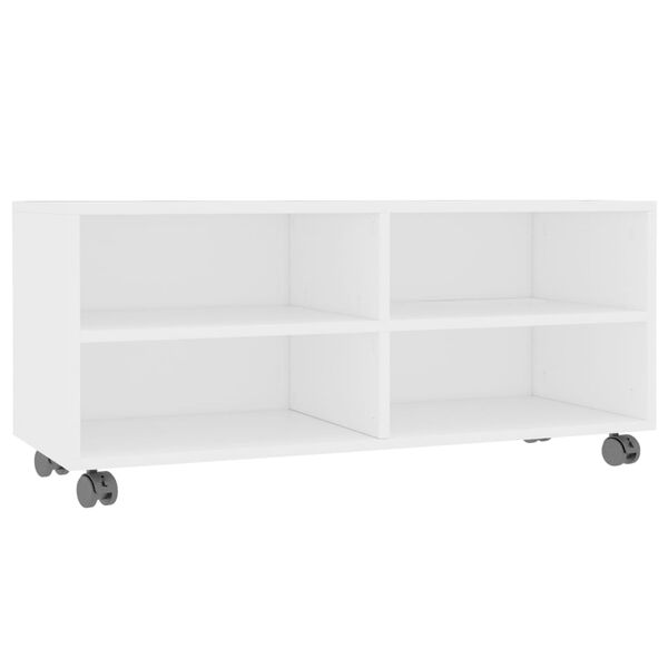 vidaXL Έπιπλο Τηλεόρασης με Ρόδες Λευκό 90x35x35 εκ. από Επεξ. Ξύλο