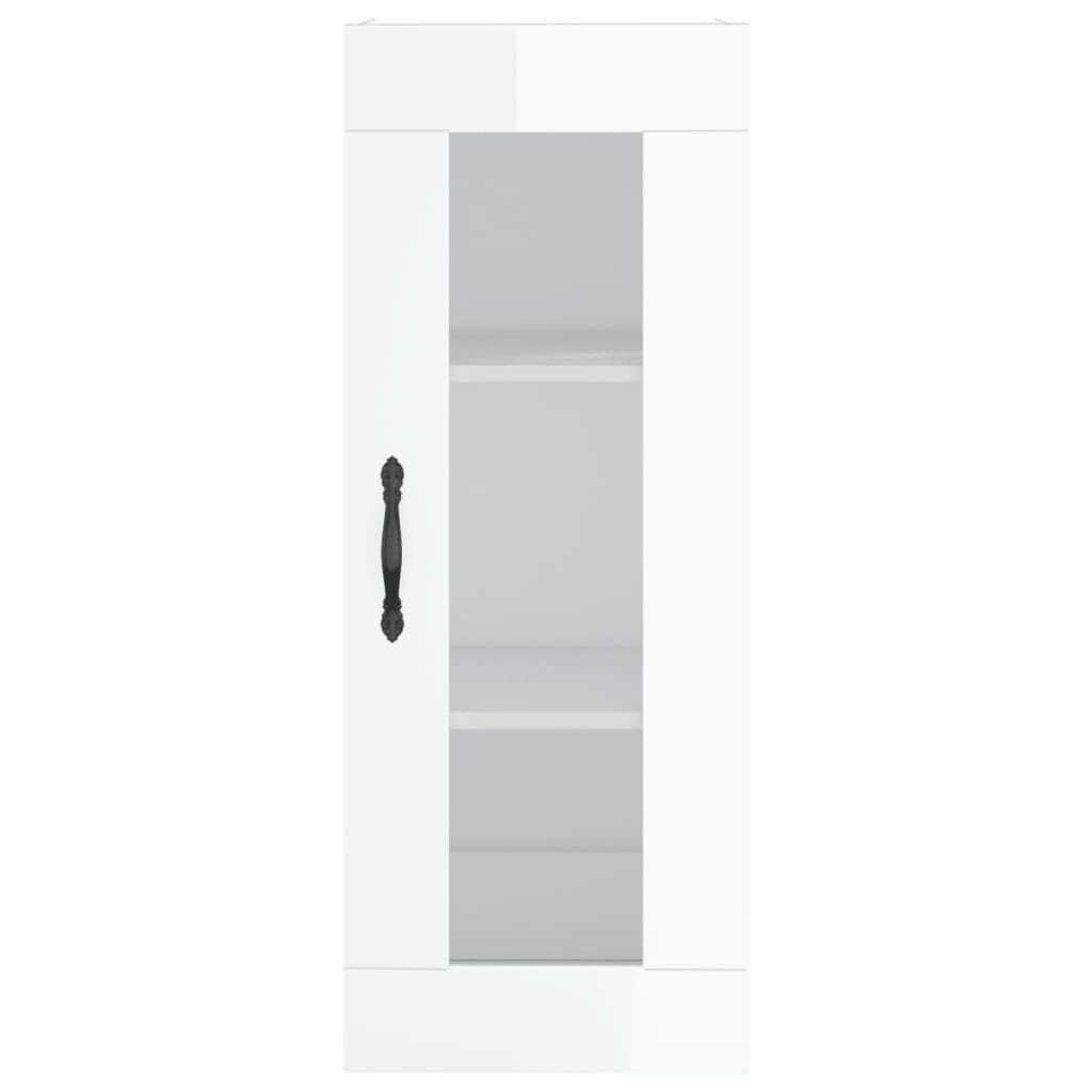 vidaXL Ντουλάπι Γυαλ. Λευκό 34,5 x 34 x 180 εκ. από Επεξεργασμένο Ξύλο