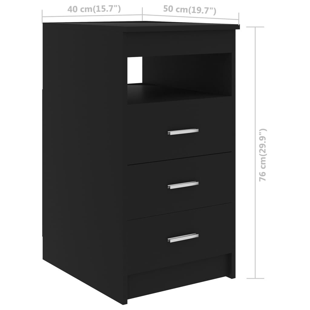 vidaXL Συρταριέρα Μαύρη 40 x 50 x 76 εκ. από Επεξεργασμένο Ξύλο