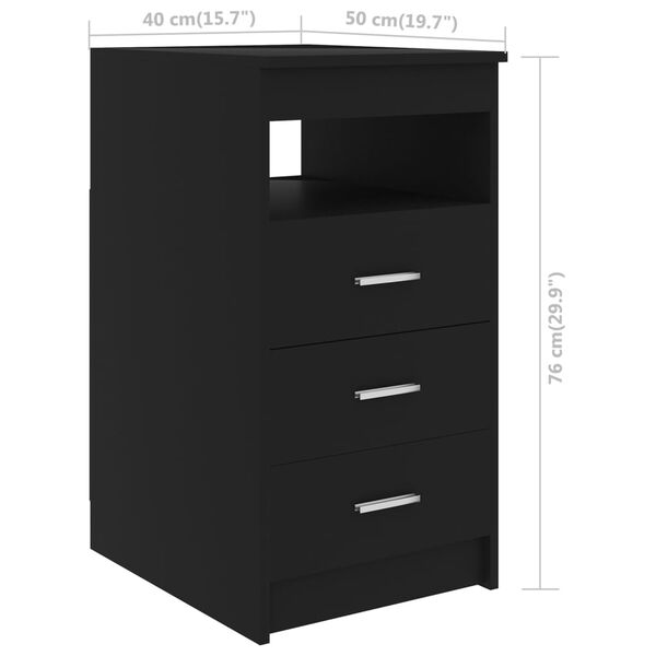 vidaXL Συρταριέρα Μαύρη 40 x 50 x 76 εκ. από Επεξεργασμένο Ξύλο