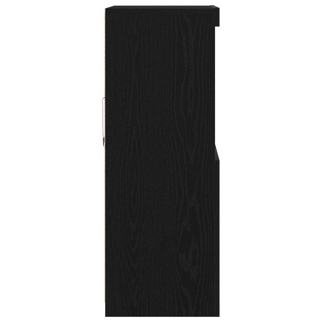 vidaXL Μπουφές με LED Φώτα Μαύρο Δρυς 60x37x100 εκ.