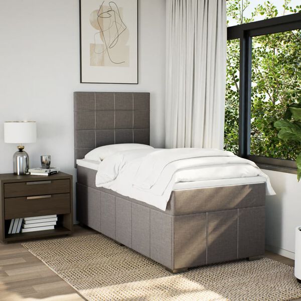 vidaXL &Kappa;&rho;&epsilon;&beta;ά&tau;&iota; Boxspring &mu;&epsilon; &Sigma;&tau;&rho;ώ&mu;&alpha; Taupe 90x200 &epsilon;&kappa;. &Upsilon;&phi;&alpha;&sigma;&mu;ά&tau;&iota;&nu;&omicron;