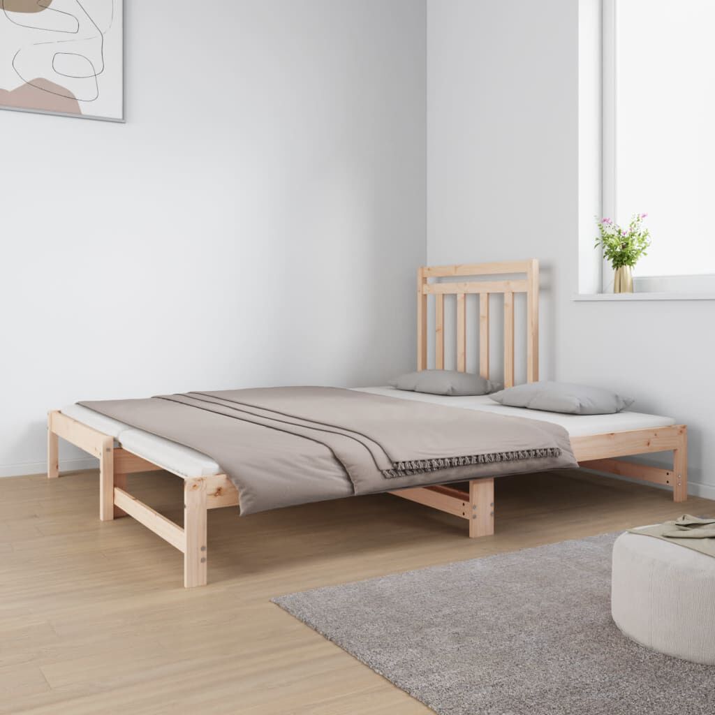 vidaXL Καναπές Κρεβάτι Συρόμενος 2x(90x190) εκ. Μασίφ Ξύλο Πεύκου
