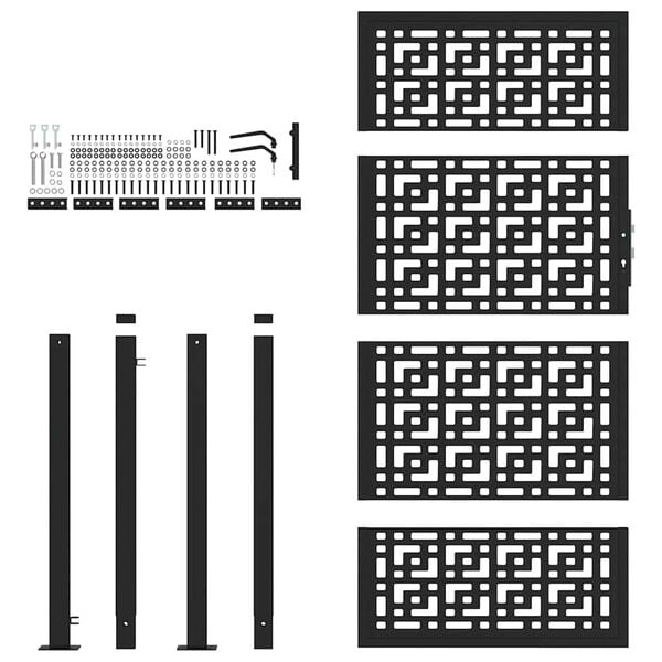 vidaXL Πόρτα Κήπου Μαύρη με Σταυρό 100x175 εκ. από Ατσάλι