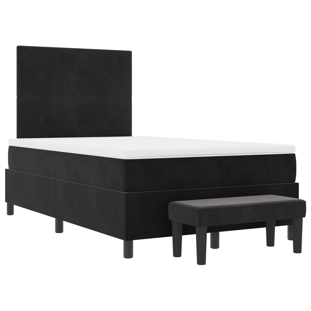 vidaXL Κρεβάτι Box Spring με Στρώμα & Πάγκο Μαύρο 120x200 εκ. Βελούδο