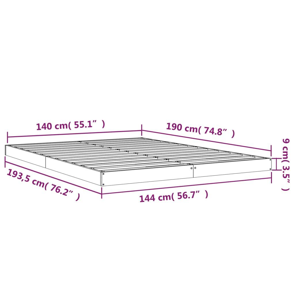 vidaXL Πλαίσιο Κρεβατιού άσπρο 140 x 190 εκ. από Μασίφ Ξύλο Πεύκου