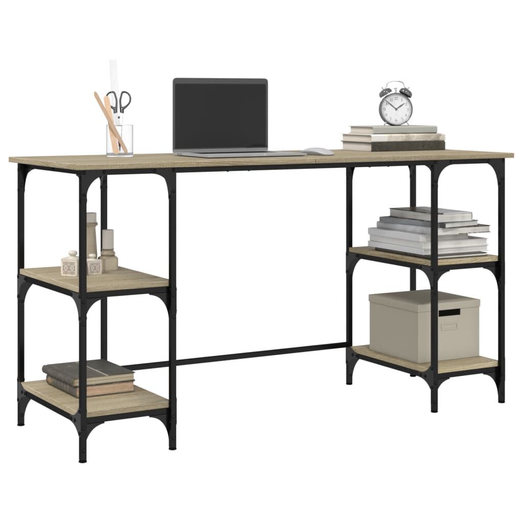 vidaXL Γραφείο Sonoma Δρυς 140x50x75 εκ. Μέταλλο & Επεξεργασμένο Ξύλο