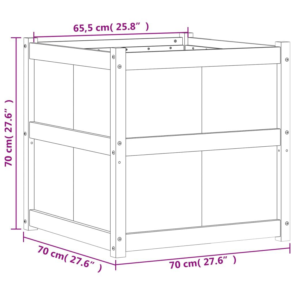 vidaXL Ζαρντινιέρα Καφέ Κεριού 70 x 70 x 70 εκ. από Μασίφ Ξύλο Πεύκου