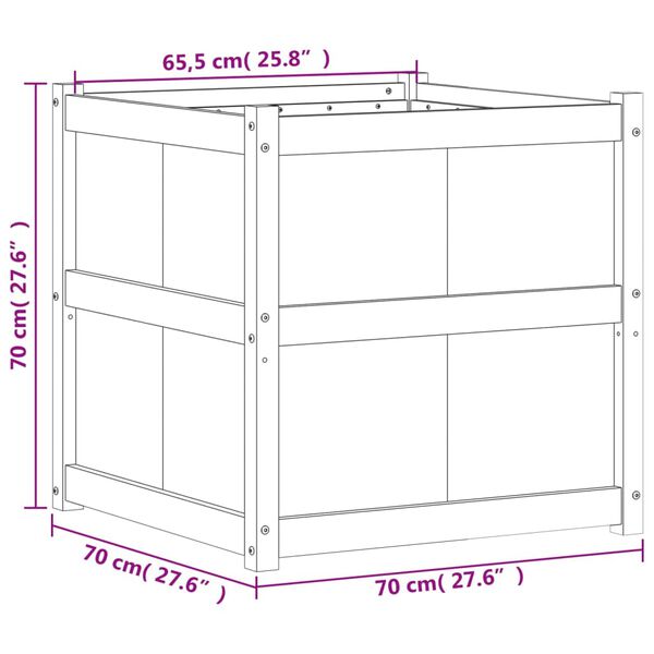vidaXL Ζαρντινιέρα Καφέ Κεριού 70 x 70 x 70 εκ. από Μασίφ Ξύλο Πεύκου