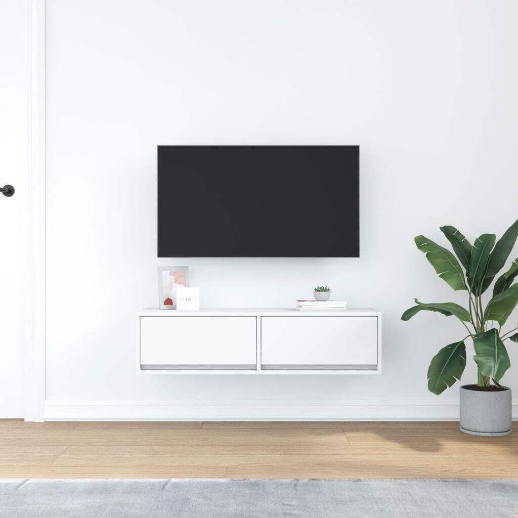 vidaXL Ντουλάπι Τηλεόρασης Λευκό 100x31x25,5 εκ Επεξεργασμένο Ξύλο