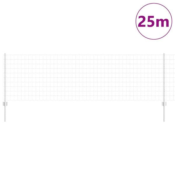 vidaXL Φράχτης με Στήλες. Ασημί 0.8 x 25 m Ατσάλι