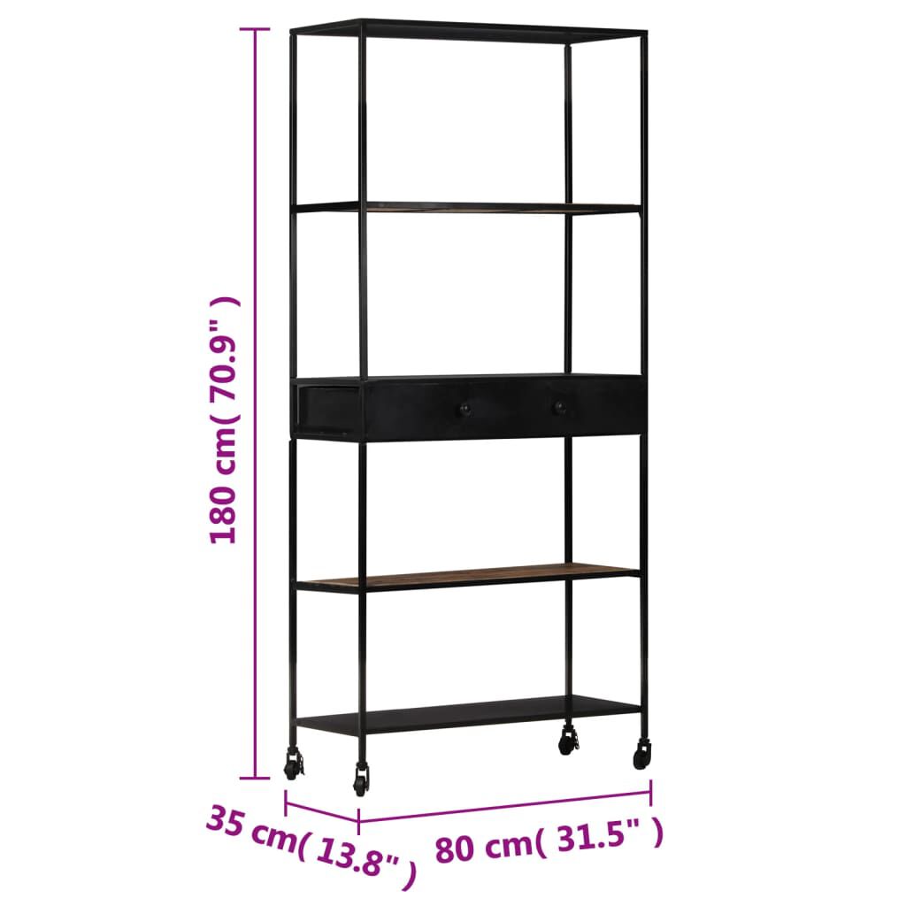 vidaXL Βιβλιοθήκη 80x35x180 εκ. από Ακατέργαστο Ξύλο Μάνγκο & Σίδηρο