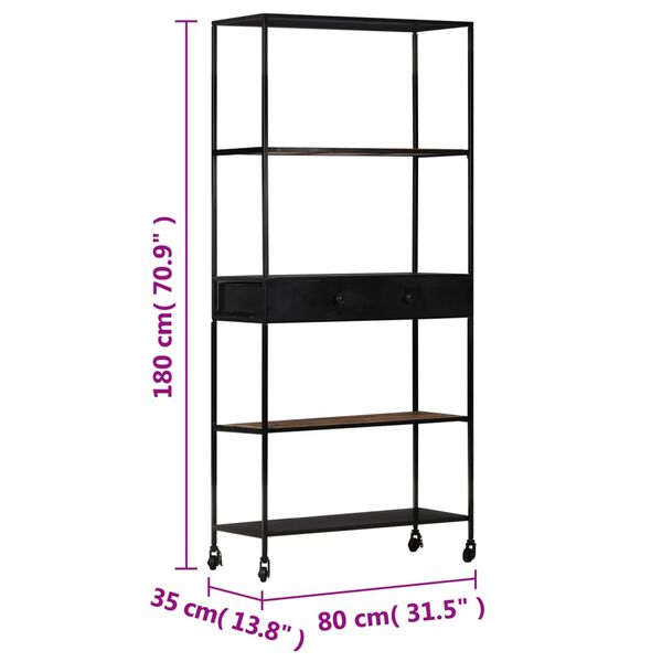 vidaXL Βιβλιοθήκη 80x35x180 εκ. από Ακατέργαστο Ξύλο Μάνγκο & Σίδηρο