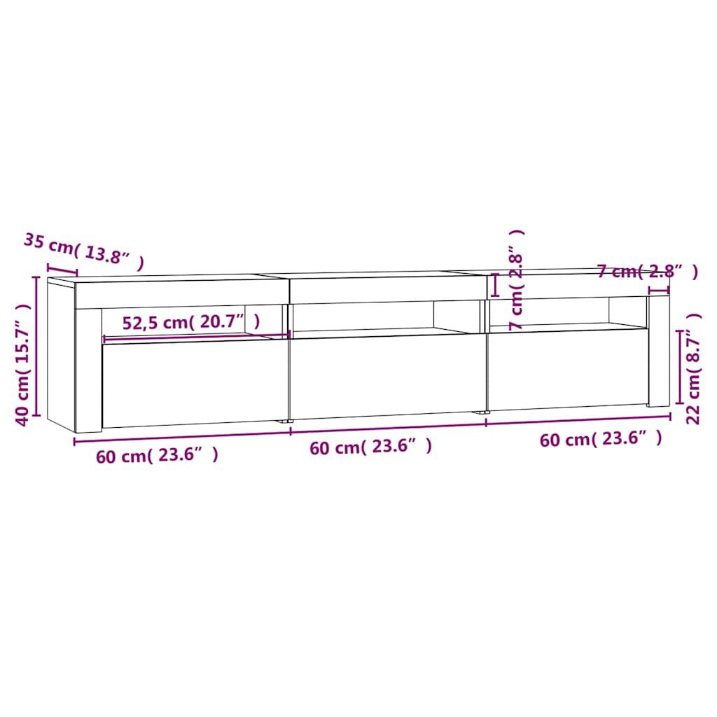 vidaXL Έπιπλο Τηλεόρασης με LED Λευκό 180 x 35 x 40 εκ.