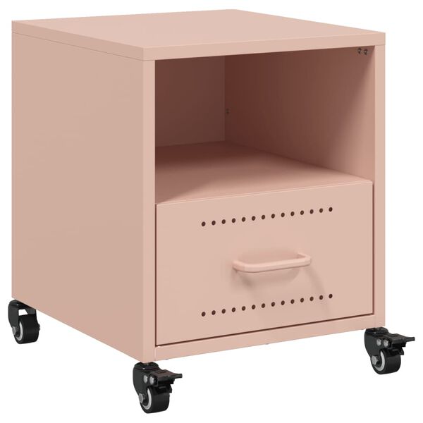 vidaXL Κομοδίνο Ροζ 36x39x43,5 εκ. από Χάλυβα