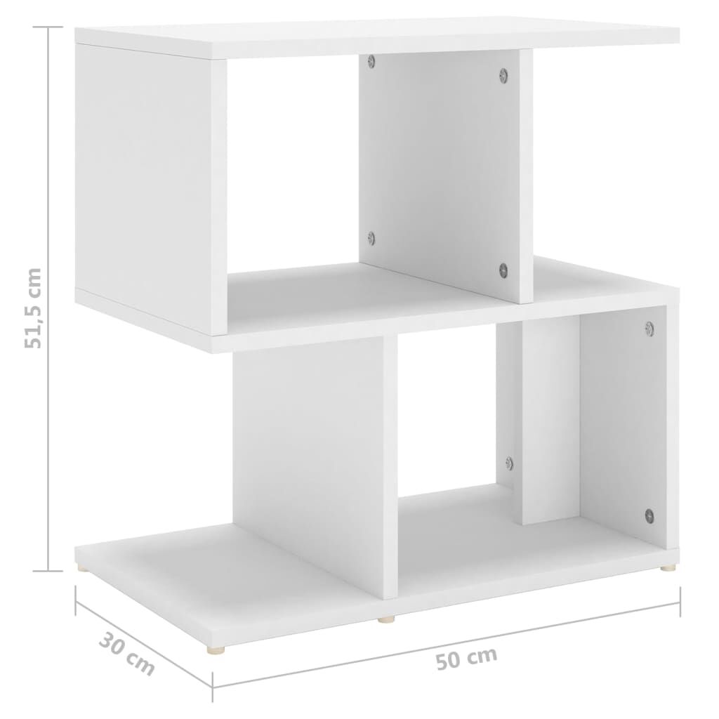 vidaXL Κομοδίνο Λευκό 50 x 30 x 51,5 εκ. από Επεξ. Ξύλο