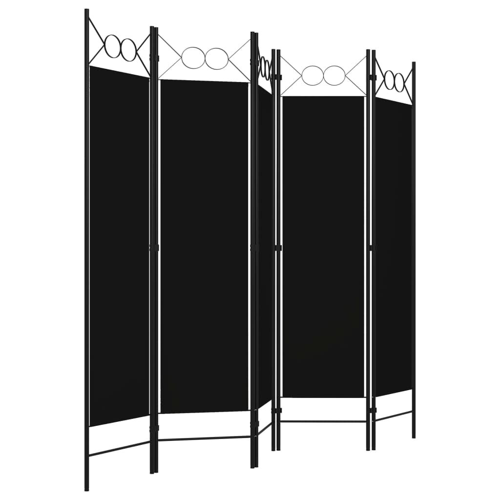 vidaXL Διαχωριστικό Δωματίου με 5 Πάνελ Μαύρο 200 x 180 εκ.