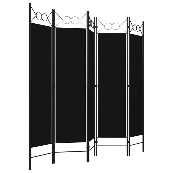 vidaXL Διαχωριστικό Δωματίου με 5 Πάνελ Μαύρο 200 x 180 εκ.
