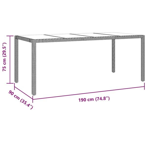 vidaXL Σέτ φαγητού για κήπο 7 pcs Μπεζ και Μαύρο 190 x 90 x 75 cm