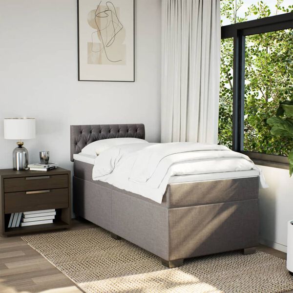 vidaXL &Kappa;&rho;&epsilon;&beta;ά&tau;&iota; Boxspring &mu;&epsilon; &Sigma;&tau;&rho;ώ&mu;&alpha; Taupe 100 x 200 &epsilon;&kappa;. &Upsilon;&phi;&alpha;&sigma;&mu;ά&tau;&iota;&nu;&omicron;