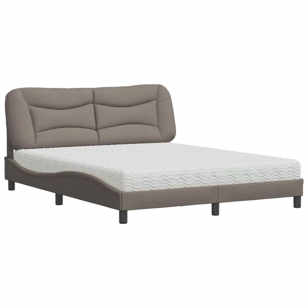 vidaXL Κρεβάτι Taupe 160x200 εκ. Υφασμάτινο