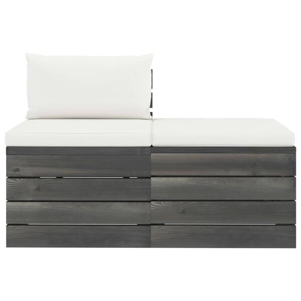 vidaXL Σαλόνι Κήπου από Παλέτες 2 τεμ. Μασίφ Ξύλο Πεύκου με Μαξιλάρια