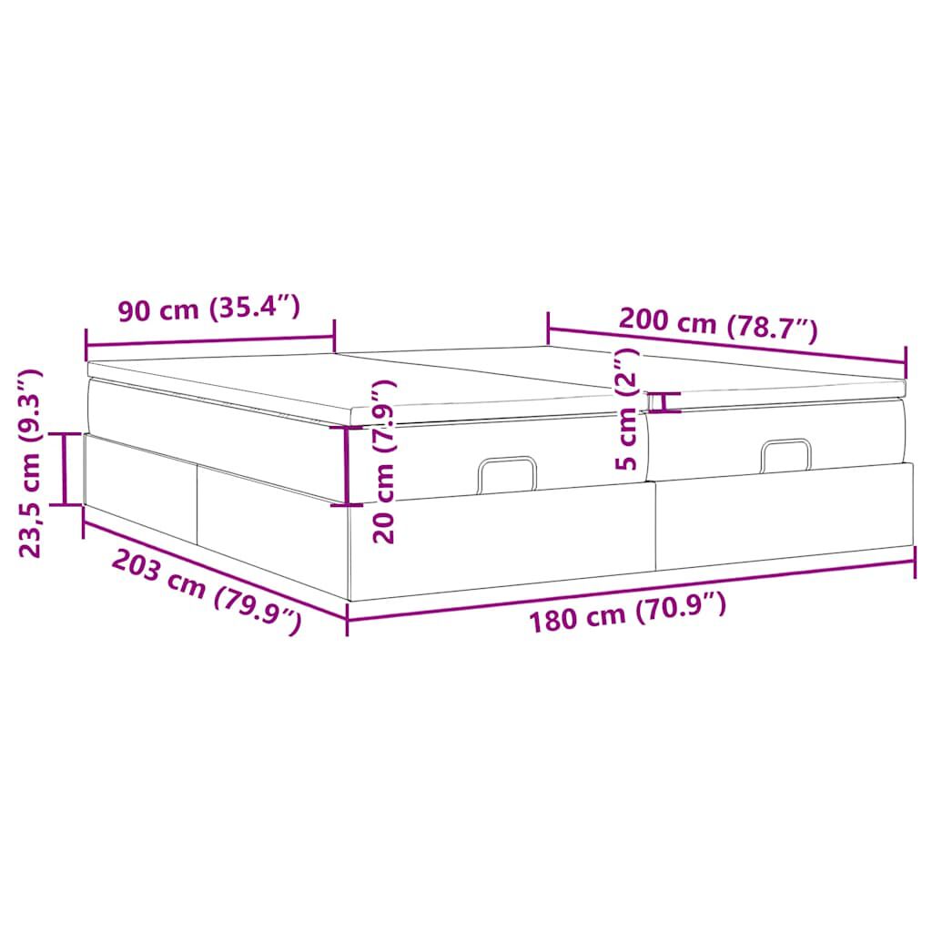 vidaXL Οθωμανικό κρεβάτι με στρώματα ροζ 180x200cm Velvet