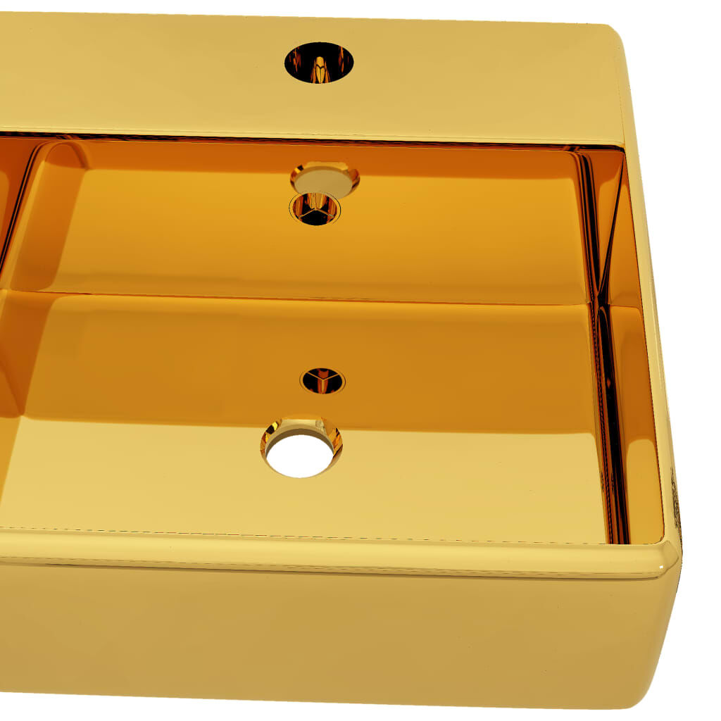 vidaXL Νιπτήρας με Οπή Υπερχείλισης Χρυσός 41 x 41 x 15 εκ. Κεραμικός
